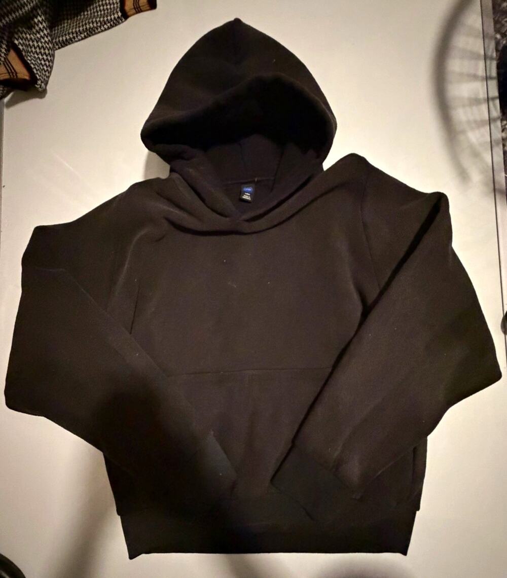 YZY Men's Black Fleece Pullover Hoodie Sweatshirt Solid Long Sleeve Size L